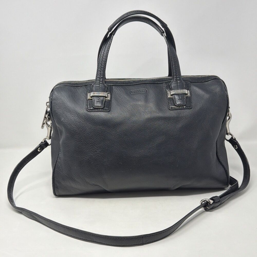 Coach Taylor Leather Satchel F25296 AUTH Black Leather Crossbody Shoulder Bag